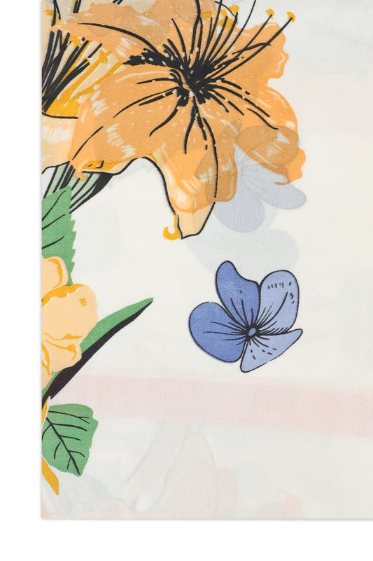 ORCHIDGLOW TEXTURE PRINT SCARF-WHT/ORANGE