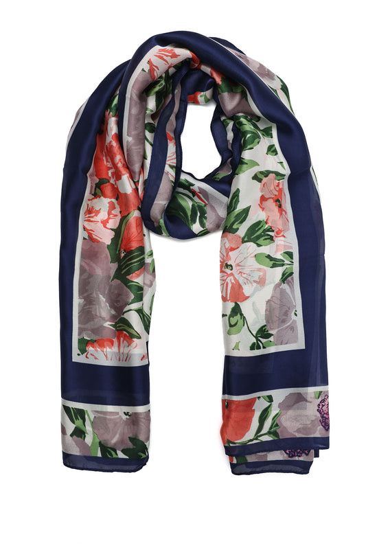 PLUME PRINT SCARF-NAVY