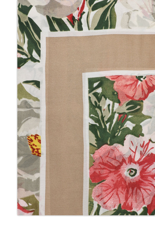PLUME PRINT SCARF-BEIGE