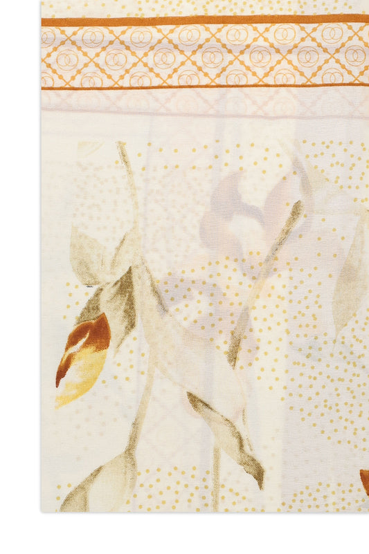 SOFT PETAL PRINT SCARF-YELLOW