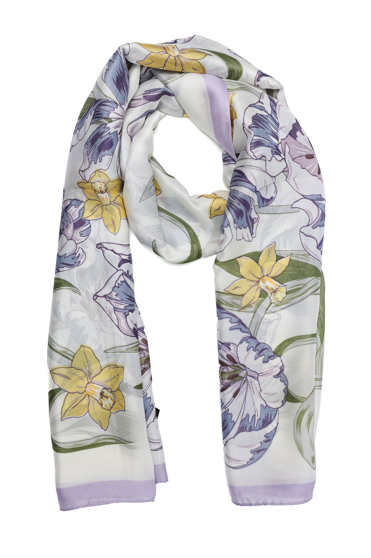 SPRING BLOSSOM SILK SCARF-PURPLE