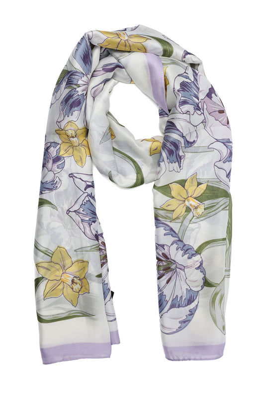 SPRING BLOSSOM SILK SCARF-PURPLE