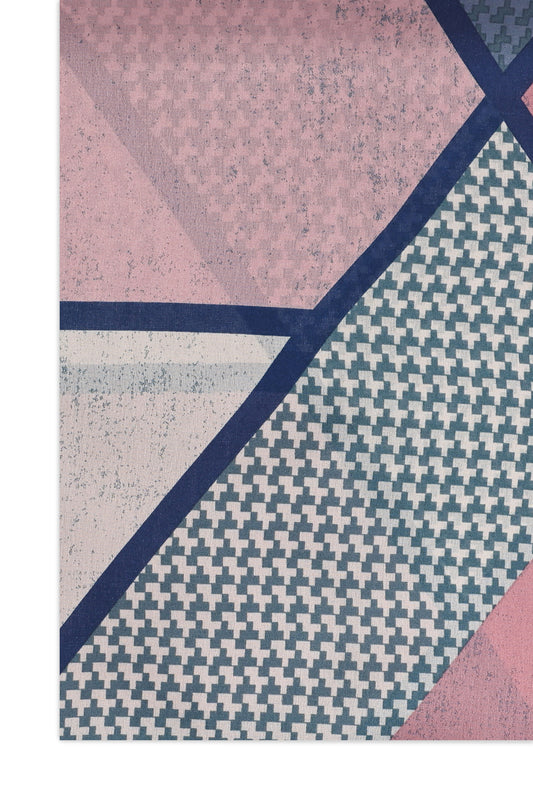 ABSTRACT PANEL SILK SCARF-PINK