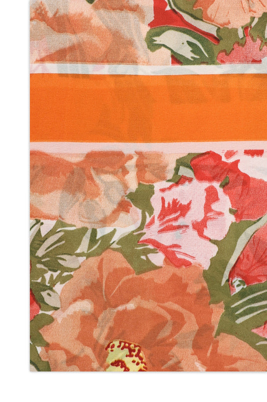 TROPICAL SILK SCARF-ORANGE