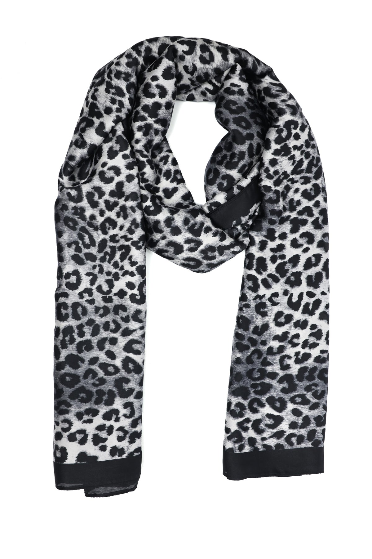 WILD EDGE LEOPARD SCARF-BLACK