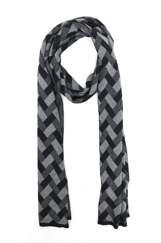 GEOMETRIC WEAVE SCARF-BLACK