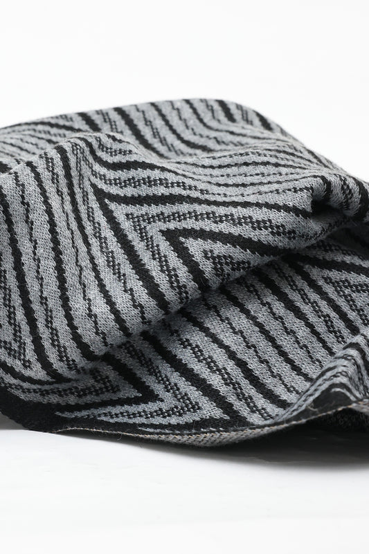 CHEVRON KNIT SCARF-BLACK