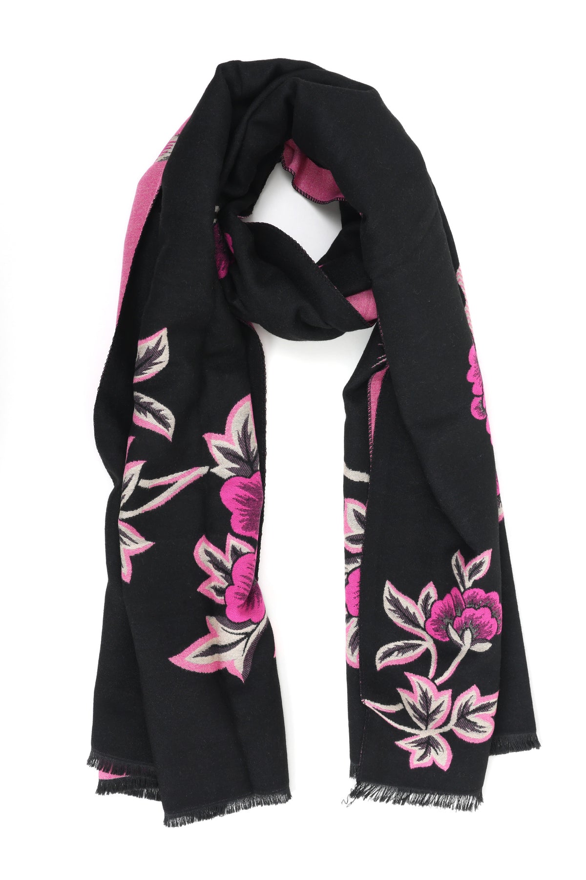 FLORAL SCARF-FUCHSIA