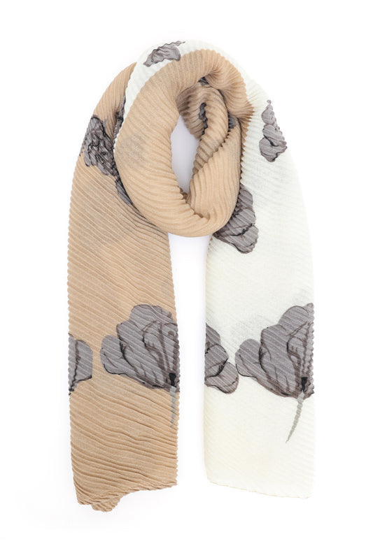 FLORAL SCARF-BEIGE