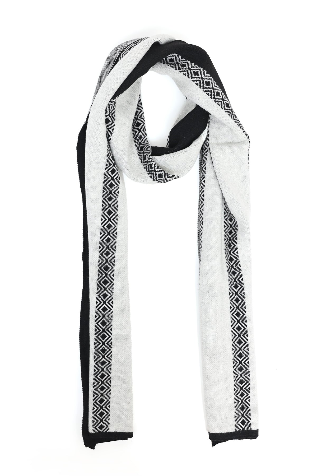 DUAL-TONE GEOMETRIC SCARF-BLACK