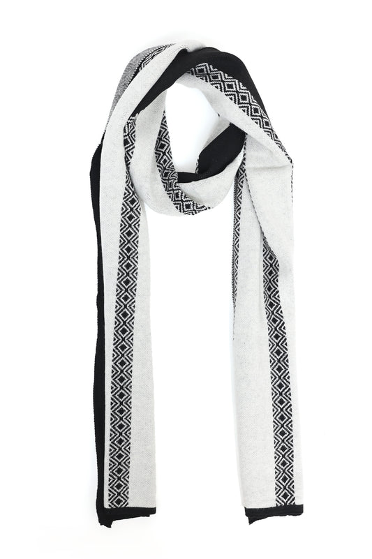 DUAL-TONE GEOMETRIC SCARF-BLACK