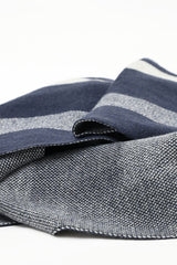 CHECKERED PANEL SCARF-NAVY