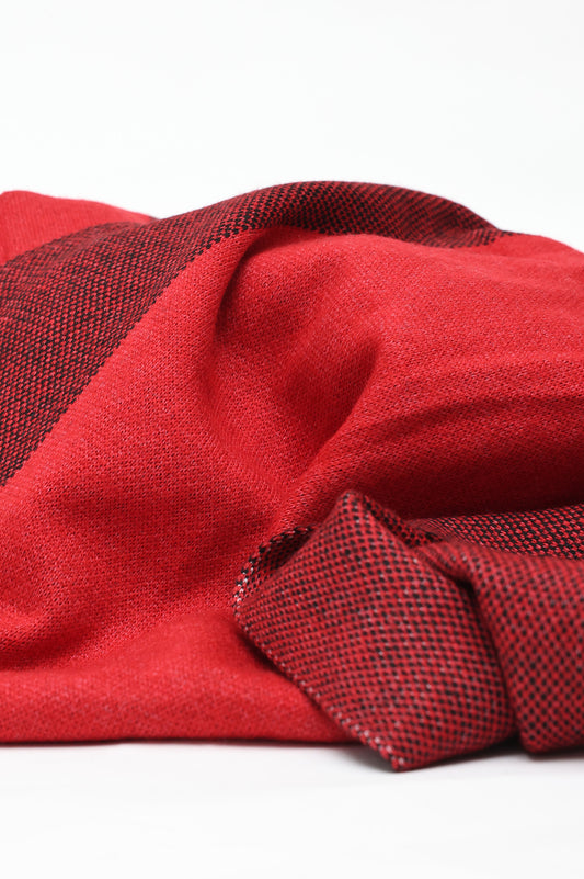 COLOR-BLOCK KNIT SCARF-RED