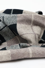 WINDOWPANE CHECK SCARF-BEIGE