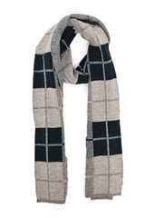 WINDOWPANE CHECK SCARF-BEIGE