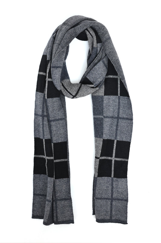 WINDOWPANE CHECK SCARF-BLACK