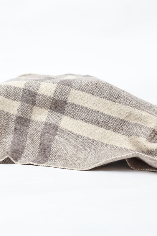 PLAID BORDER SCARF-KHAKI