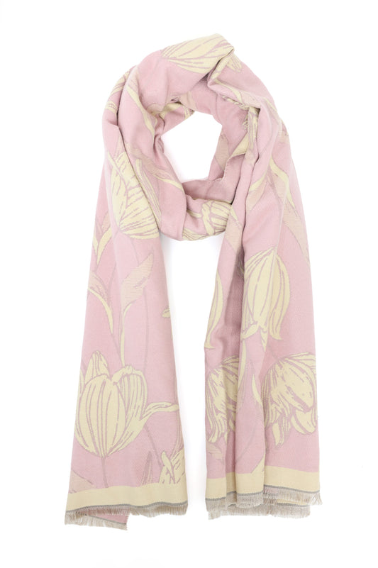 FLORAL REVERSIBLE SCARF-PINK