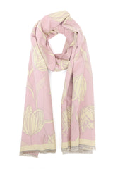 FLORAL REVERSIBLE SCARF-PINK
