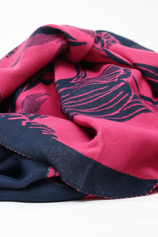 FLORAL REVERSIBLE SCARF-NAVY