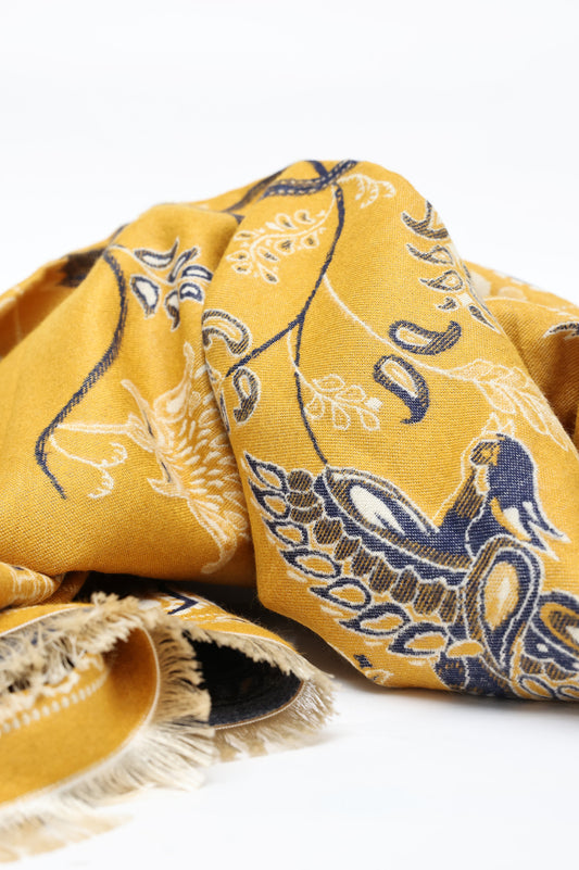 PAISLEY HERITAGE SCARF-MUSTARD