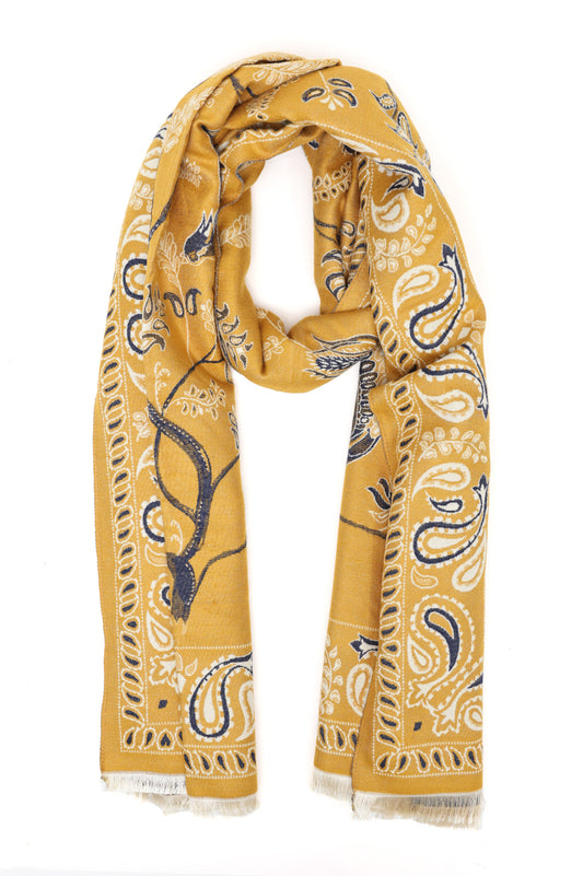 PAISLEY HERITAGE SCARF-MUSTARD