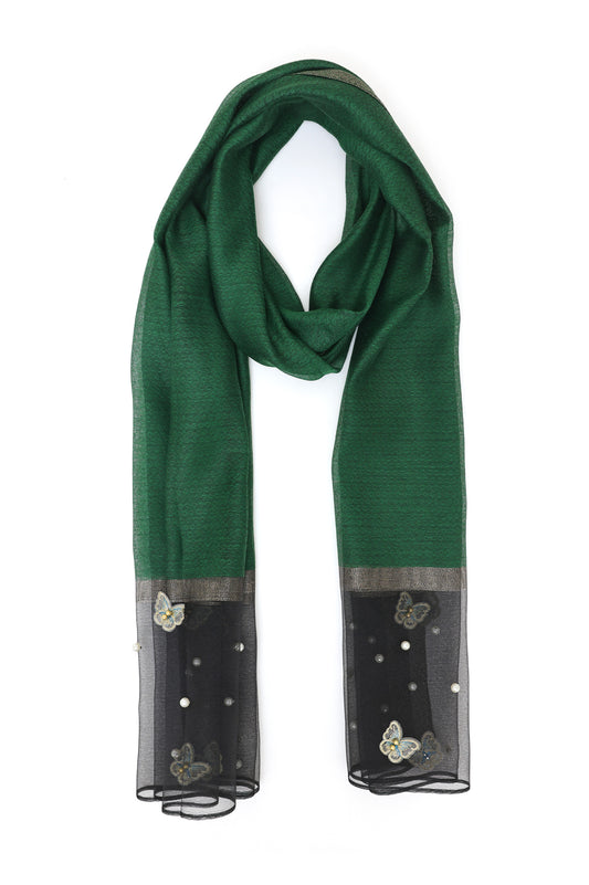 TWILIGHT GARDEN MESH SCARF-DK-GREEN