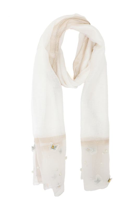 TWILIGHT GARDEN MESH SCARF-WHITE