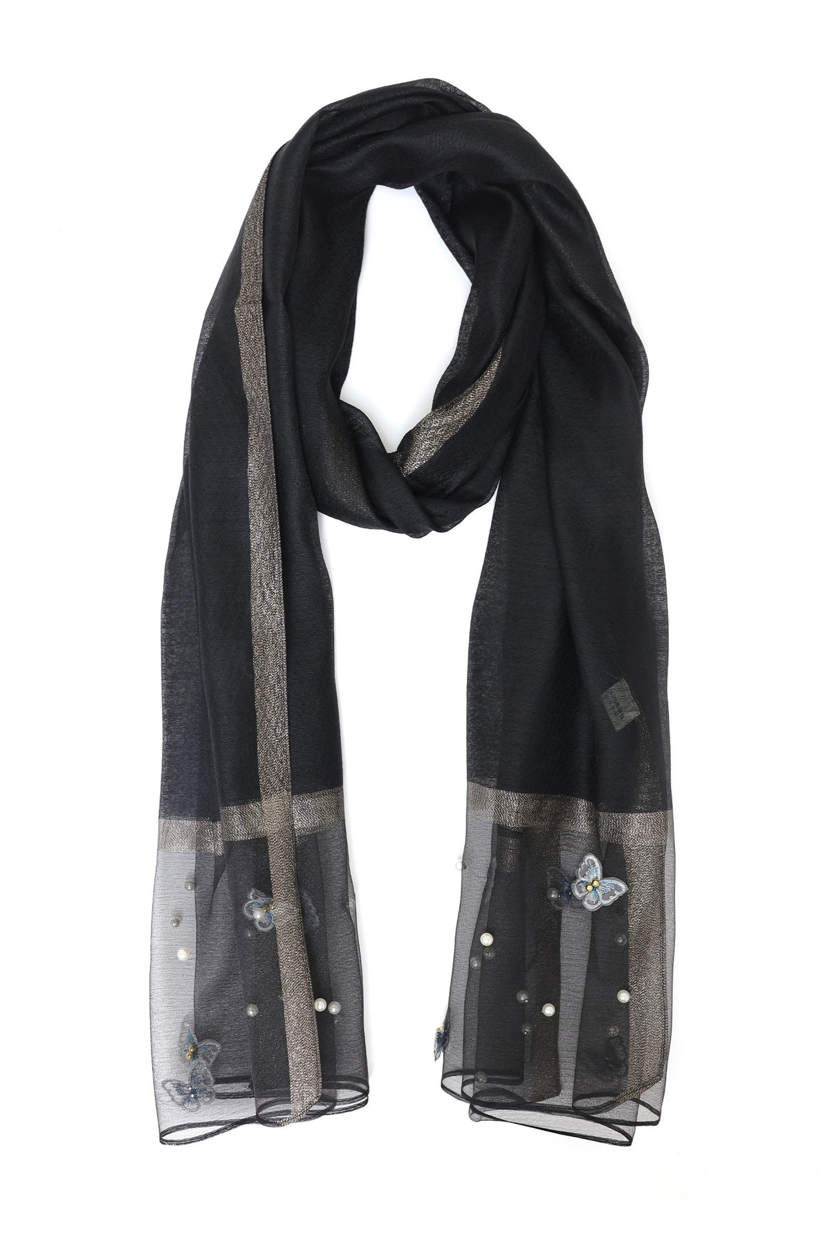 TWILIGHT GARDEN MESH SCARF-BLACK