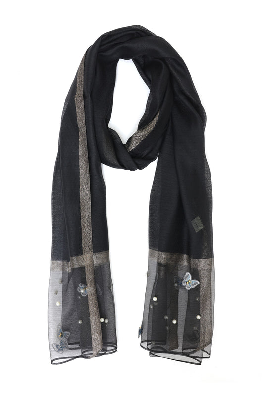 TWILIGHT GARDEN MESH SCARF-BLACK