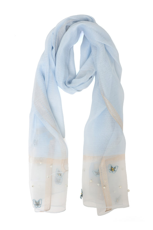 TWILIGHT GARDEN MESH SCARF-S-BLUE