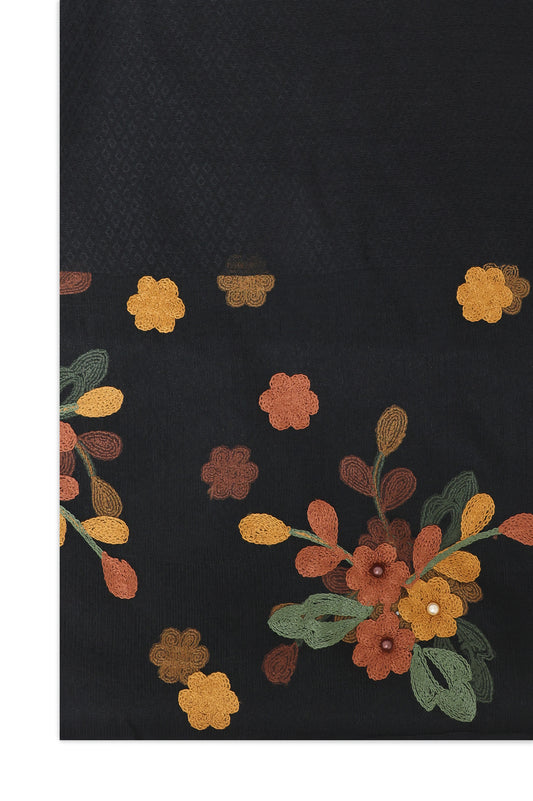 ORGANZA BLOOM LAYERED SCARF-BLACK