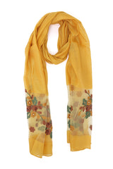ORGANZA BLOOM LAYERED SCARF-MUSTARD