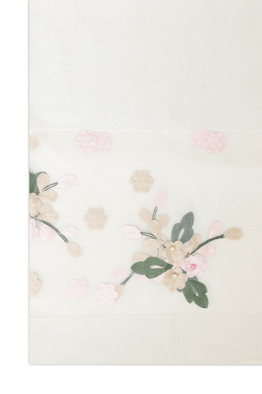 ORGANZA BLOOM LAYERED SCARF-BEIGE
