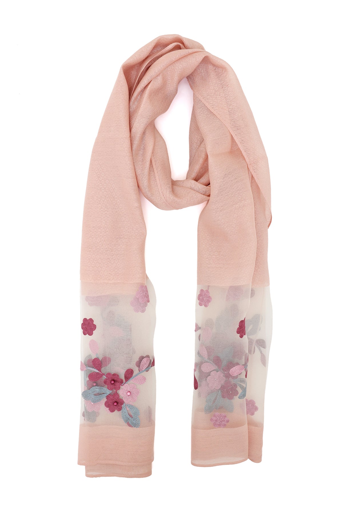 ORGANZA BLOOM LAYERED SCARF-PINK