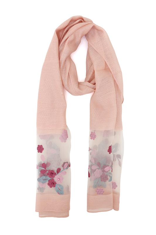 ORGANZA BLOOM LAYERED SCARF-PINK