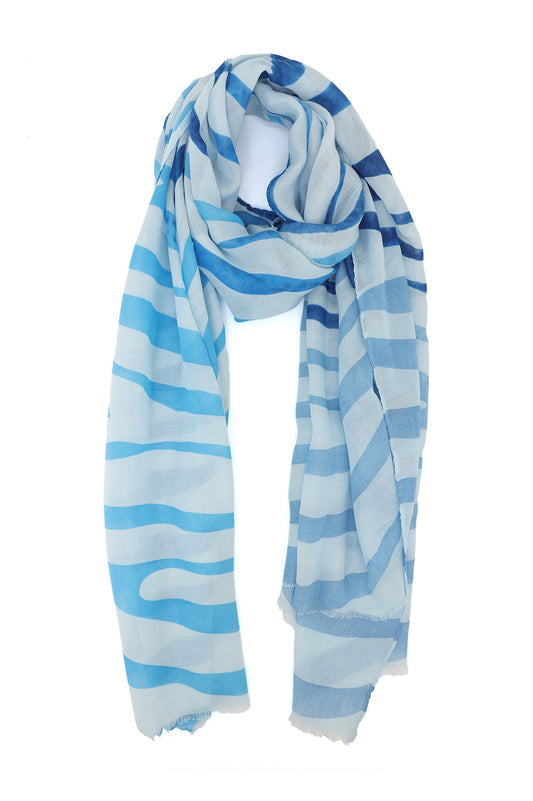 TROPICAL LINE FLOW SCARF-BLUE