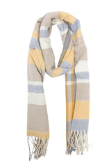 KNIT WRAP SCARF-YELLOW/WHT