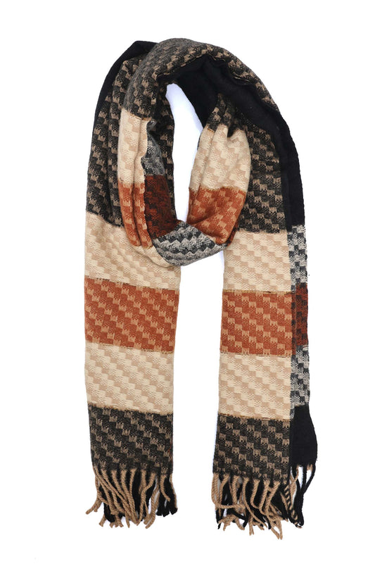 AUTUMN CLASSIC SCARF-RUST/BLK