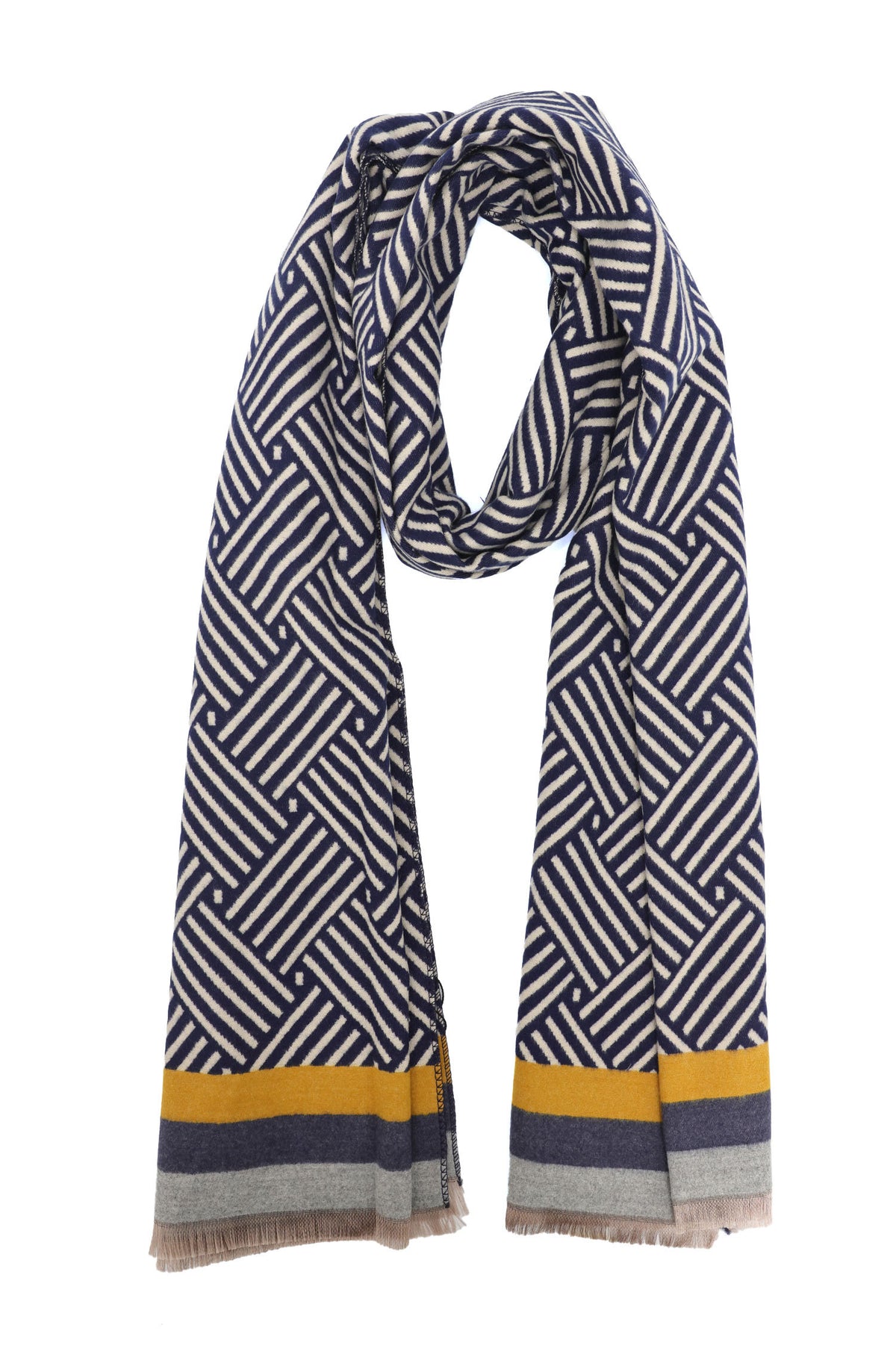 SQUARE FAME SCARF-NAVY