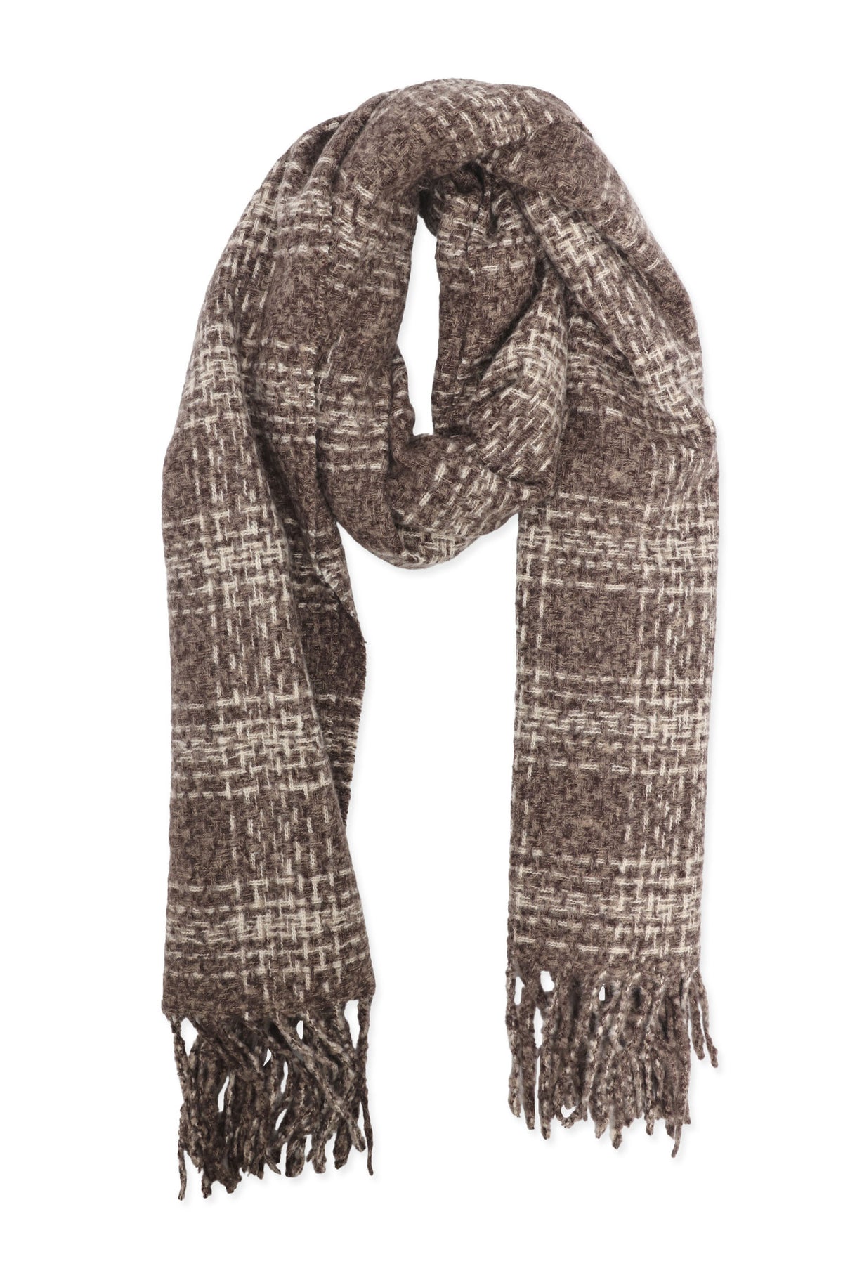 WINTER BRUSHED SCARF-BROWN