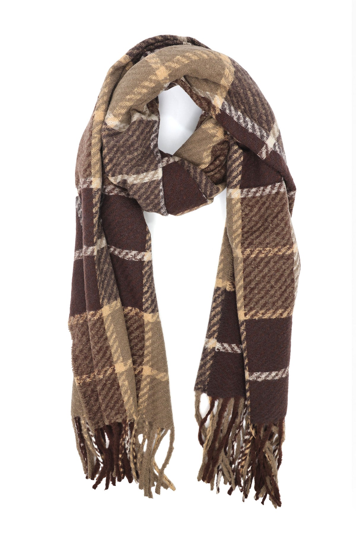 MODERN CHECK SOFT SCARF-BROWN