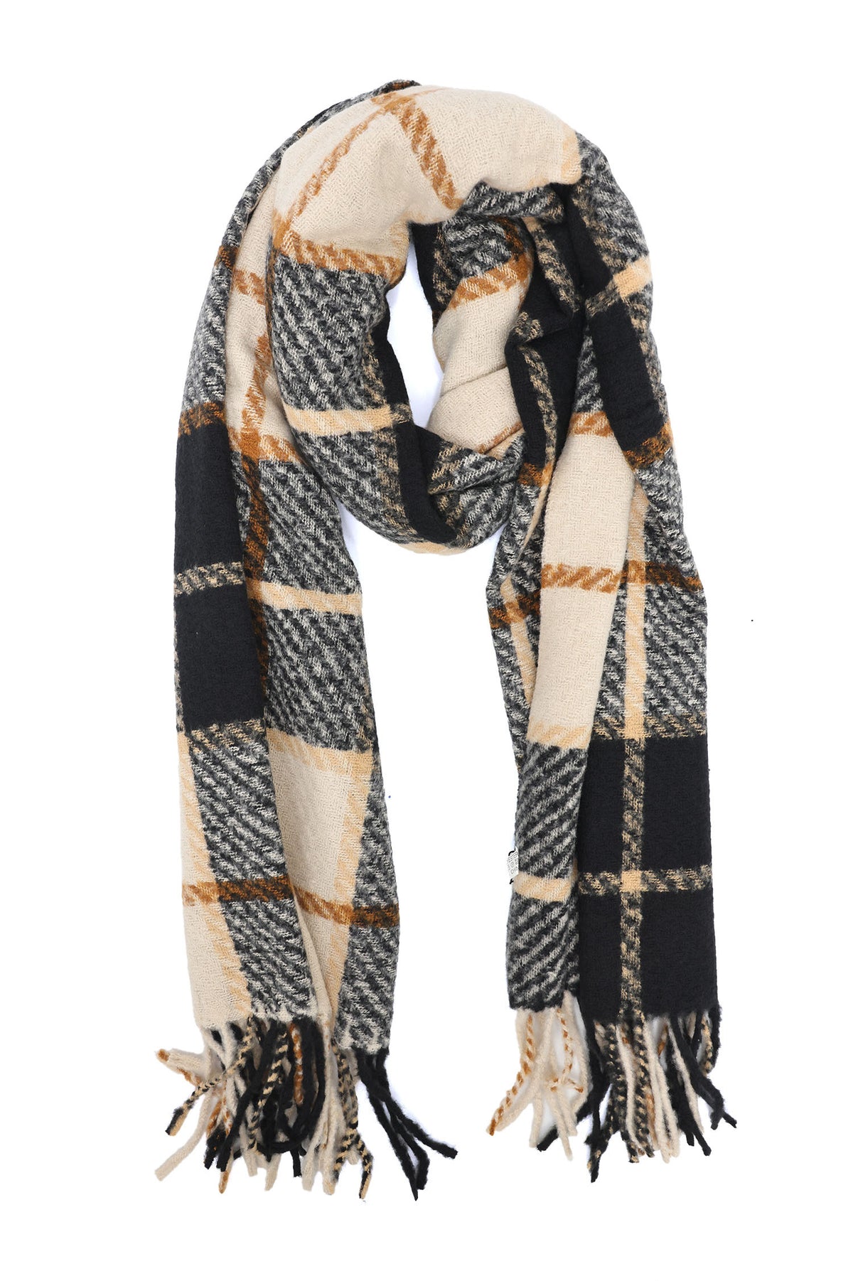 MODERN CHECK SOFT SCARF-BEIGE