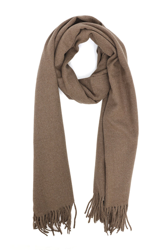 BRUSHED PLAIN SCARF-BROWN