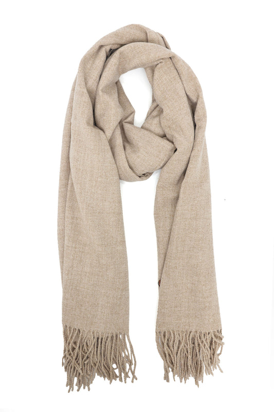 BRUSHED PLAIN SCARF-BEIGE