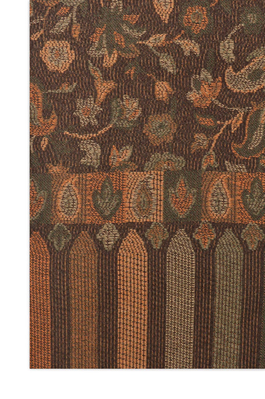 ROYAL FLORAL SCARF-DK BROWN