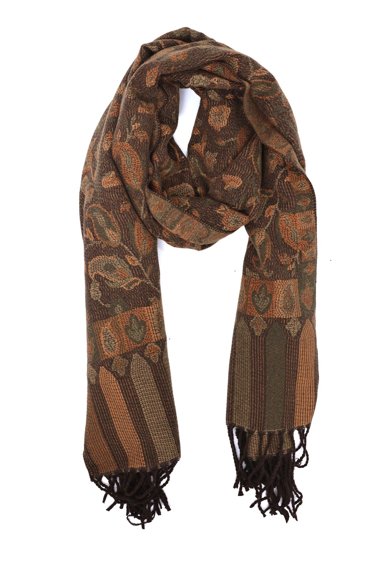 ROYAL FLORAL SCARF-DK BROWN
