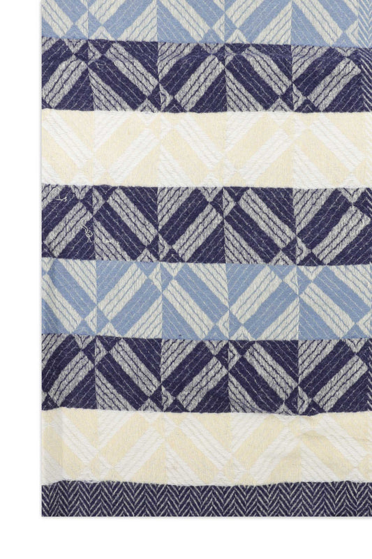 TWIN TASSELED WOOL SCARF-BLUE