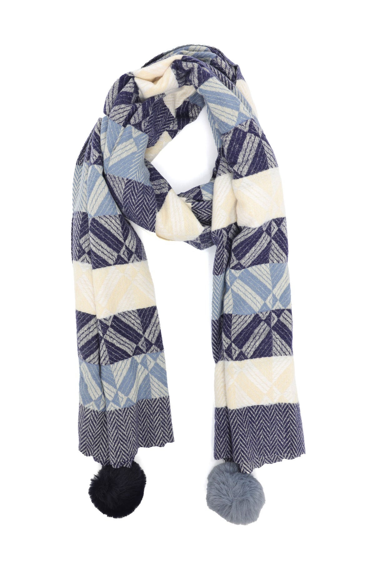 TWIN TASSELED WOOL SCARF-BLUE
