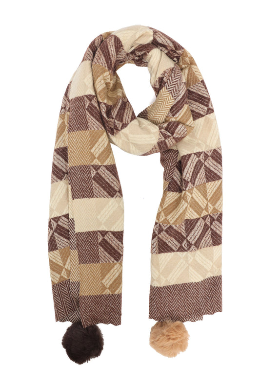 TWIN TASSELED WOOL SCARF-BROWN